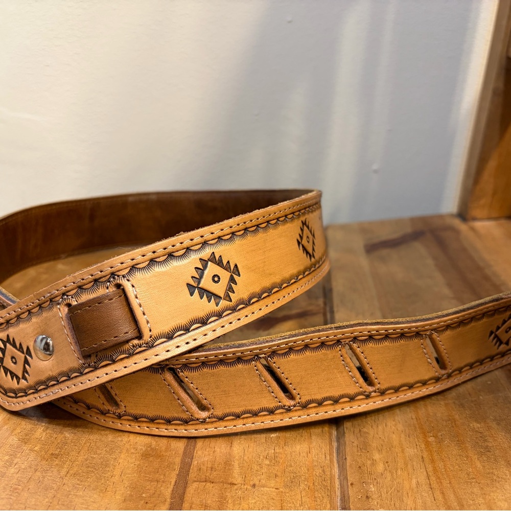 Brown Leather Tooled women’s belt